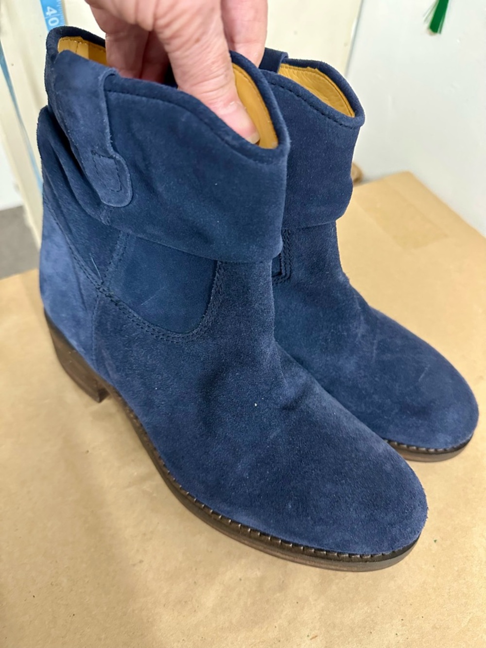 Suede Boots in Navy